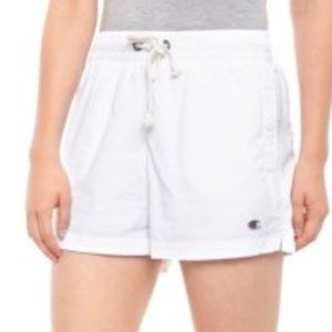 Bright White Champion Reverse-Weave Shorts - Built-In Liner - Women Large
